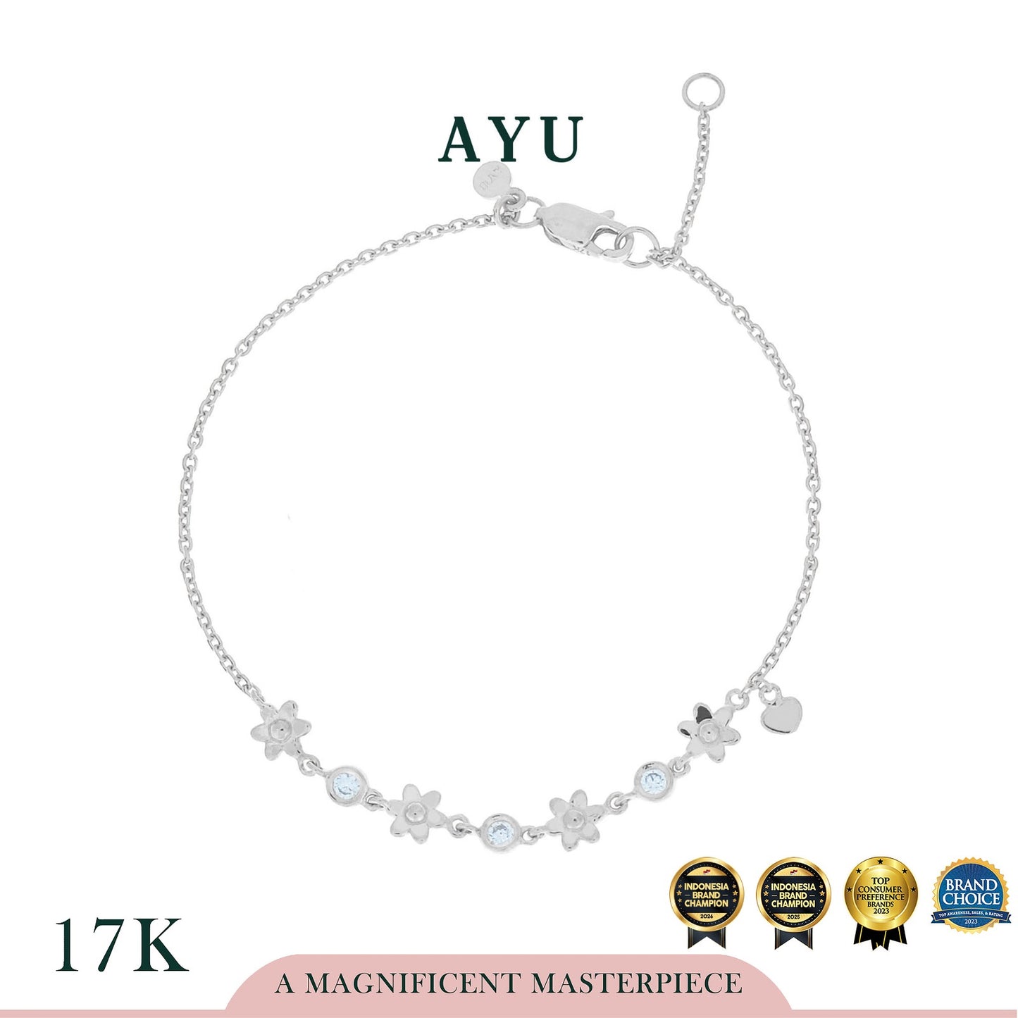 AYU Gelang Emas-Garden Party Bracelet 17k White Gold