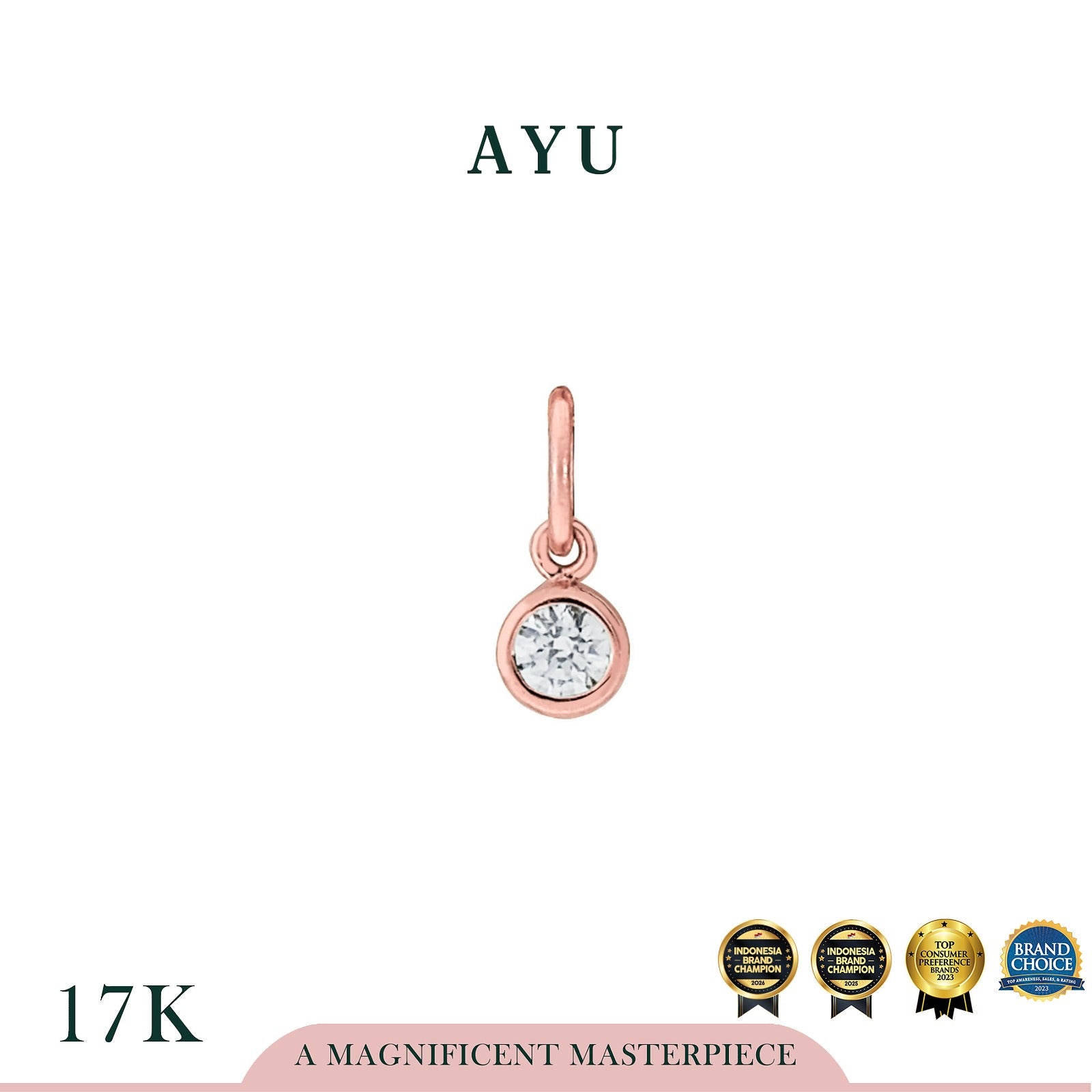 AYU Liontin Emas - Bezel Pendant 17K Rose Gold
