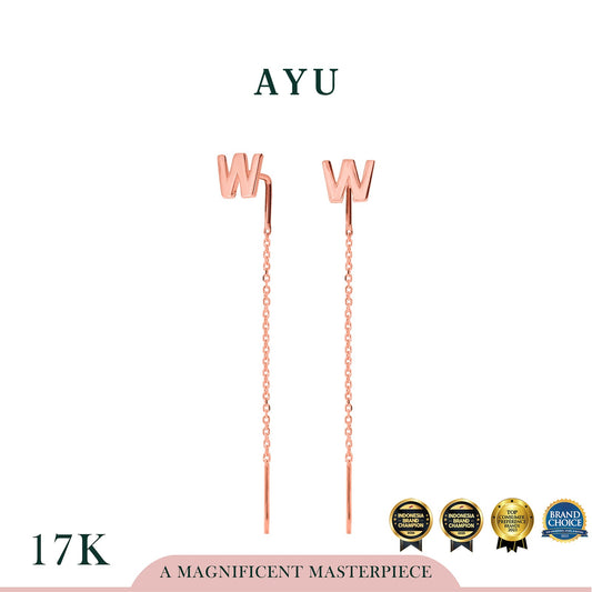 AYU Anting Emas - Initial Thread Earrings 17k Rose Gold