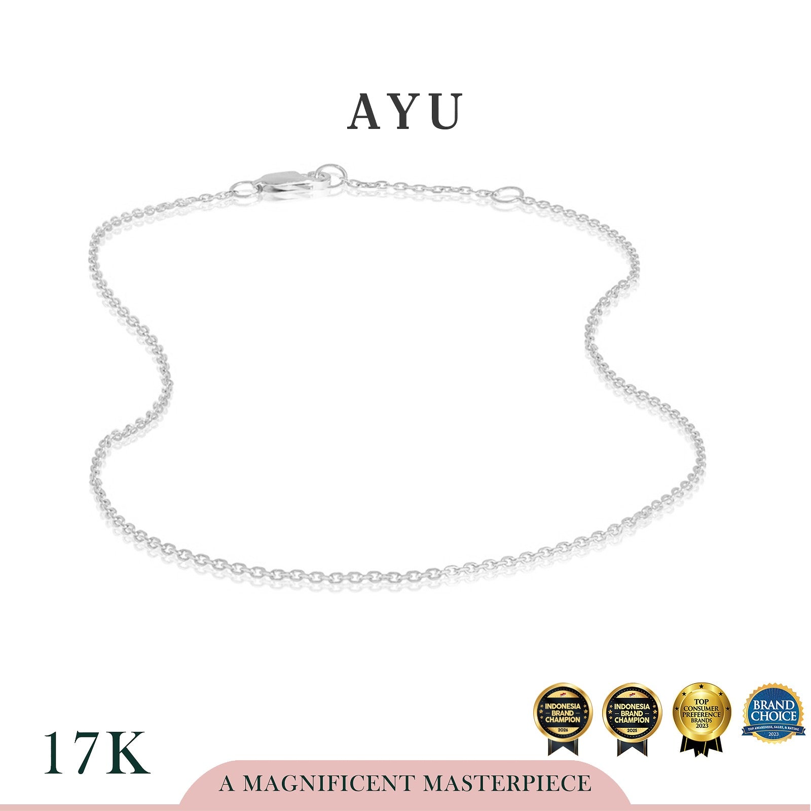 AYU Kalung Emas - Trixie Chain 17K White Gold