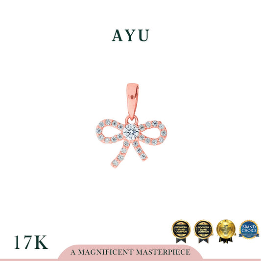 AYU Liontin Emas - Twinkle Pave Ribbon Pendant 17k Rose Gold