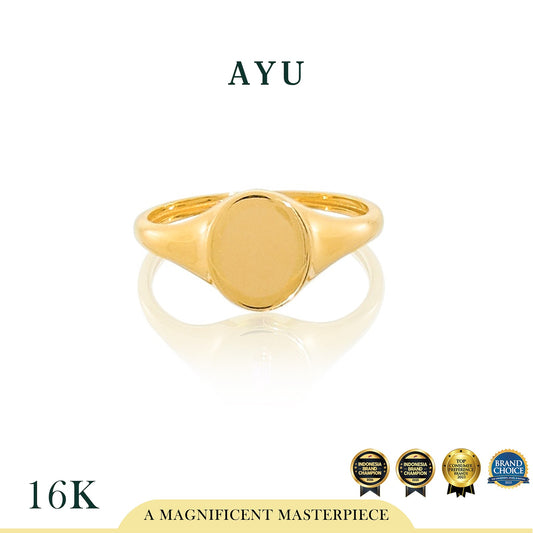 AYU Cincin Emas - Oval Signet Ring 16K Yellow Gold
