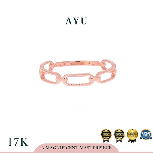 AYU Cincin Emas - Link Twist Stack 17K Rose Gold