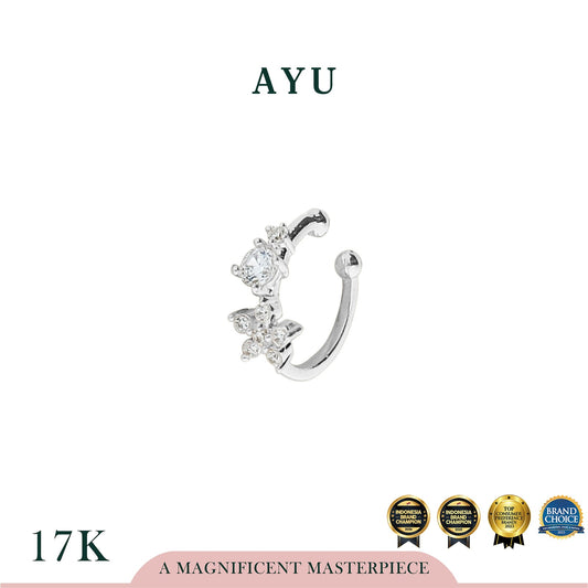 AYU Anting Emas - Garden Party Flower Earcuff 17K White Gold
