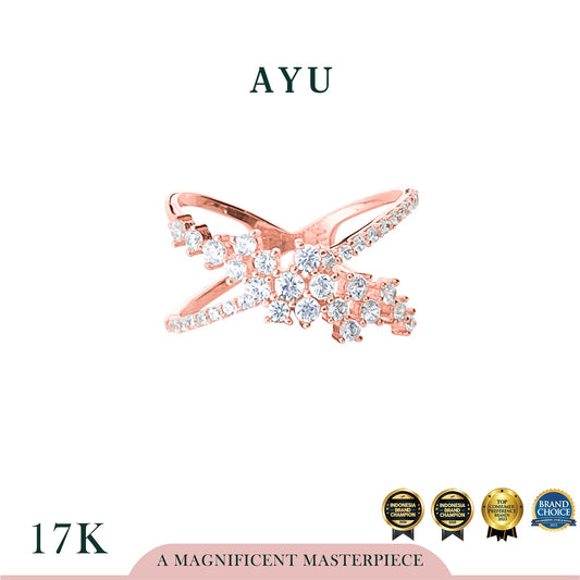 AYU Cincin Emas - X Pave Constellation Ring 17k Rose Gold