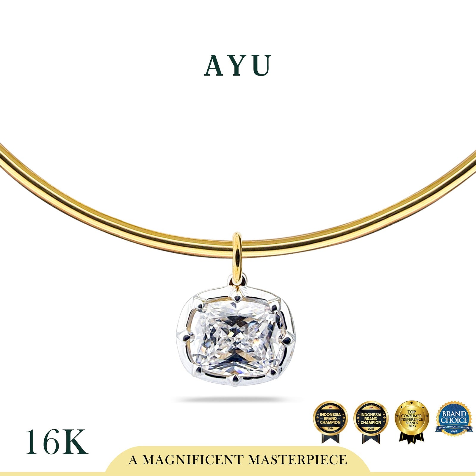 AYU Kalung Emas - Choker With Georgian Cushion 16k Yellow Gold