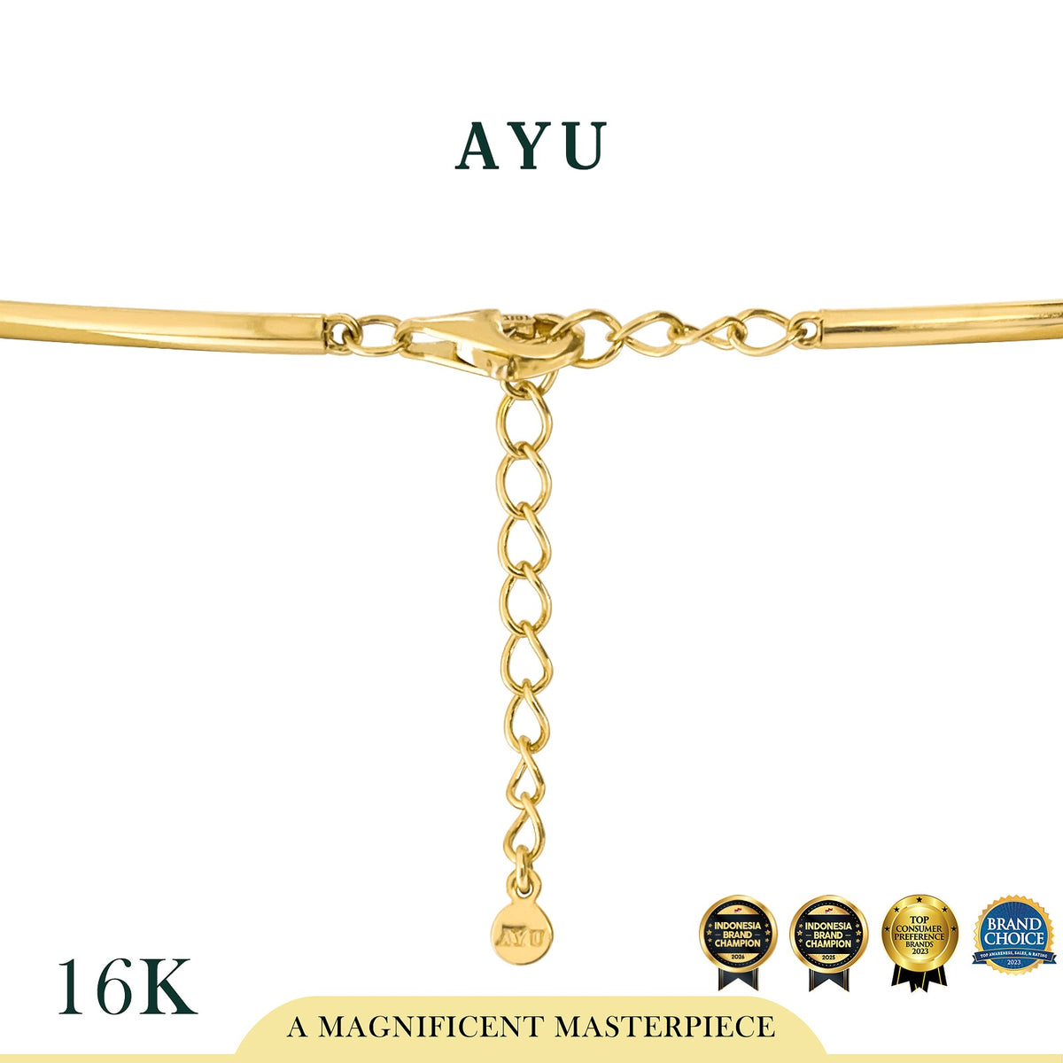 AYU Kalung Emas - Choker With Georgian Oval 16k Yellow Gold