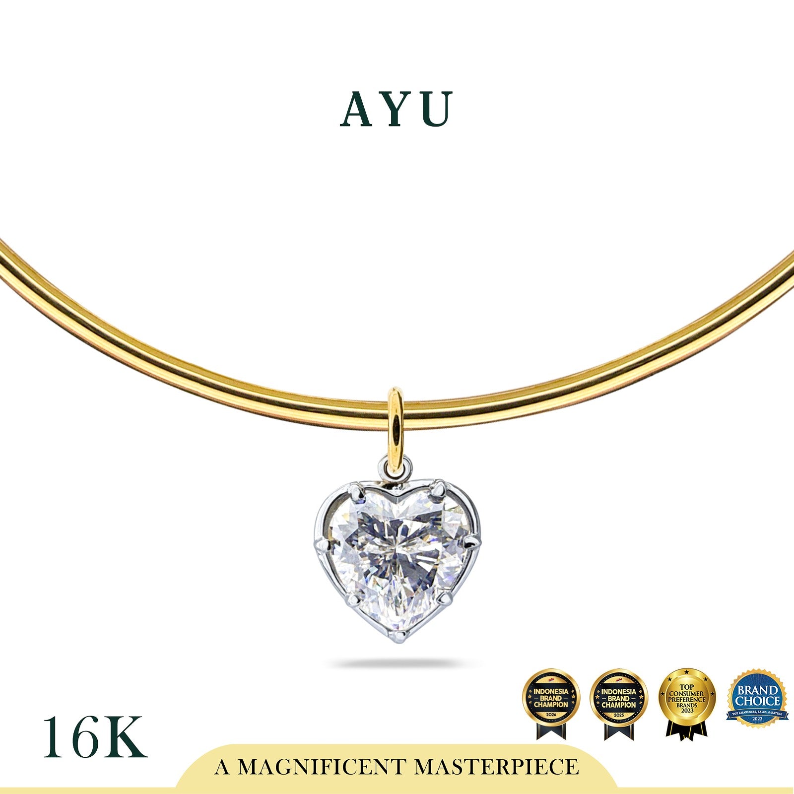 AYU Kalung Emas - Choker With Georgian Heart 16k Yellow Gold