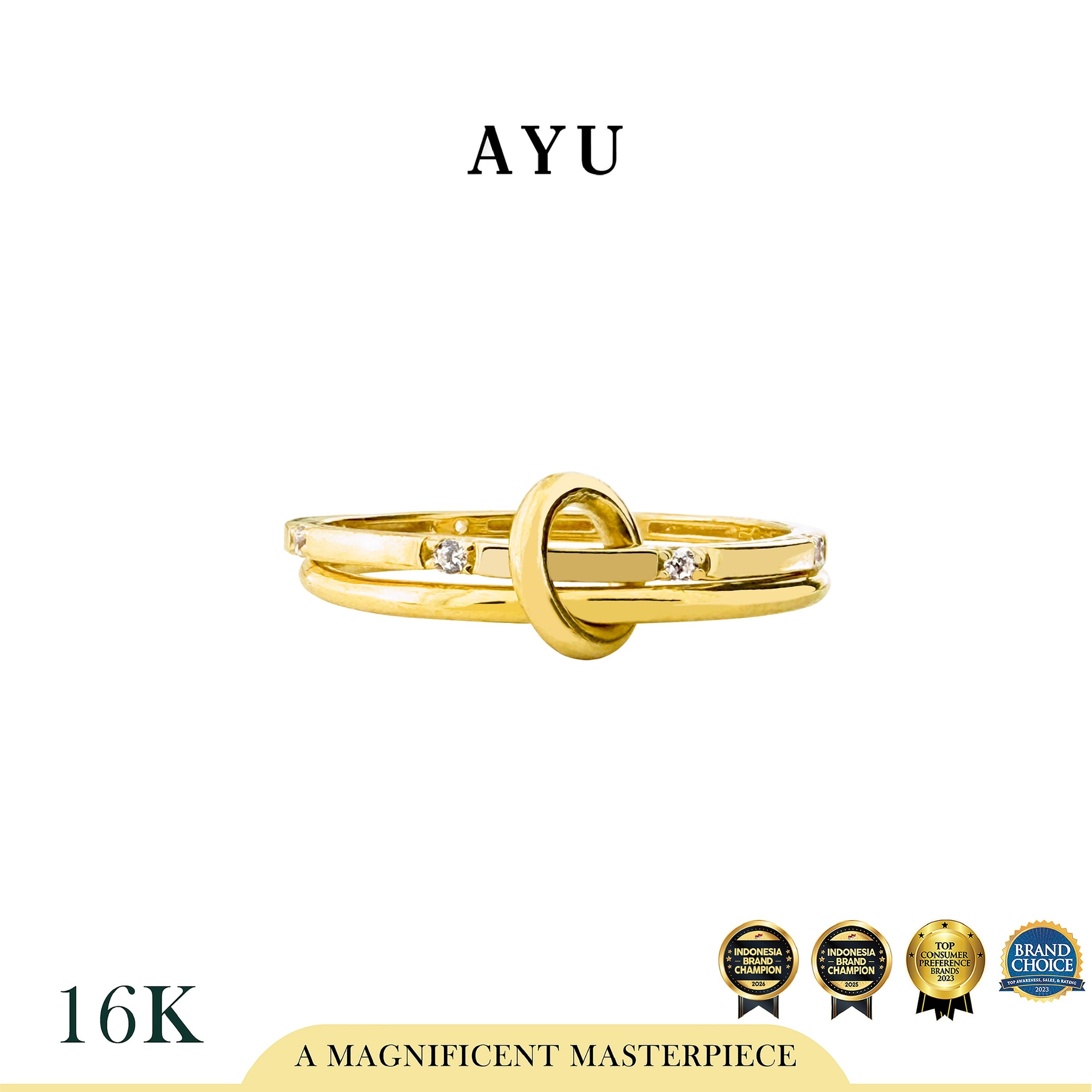 AYU Cincin Emas - Link 2 U Benang Gold Space Ring 16k Yellow Gold