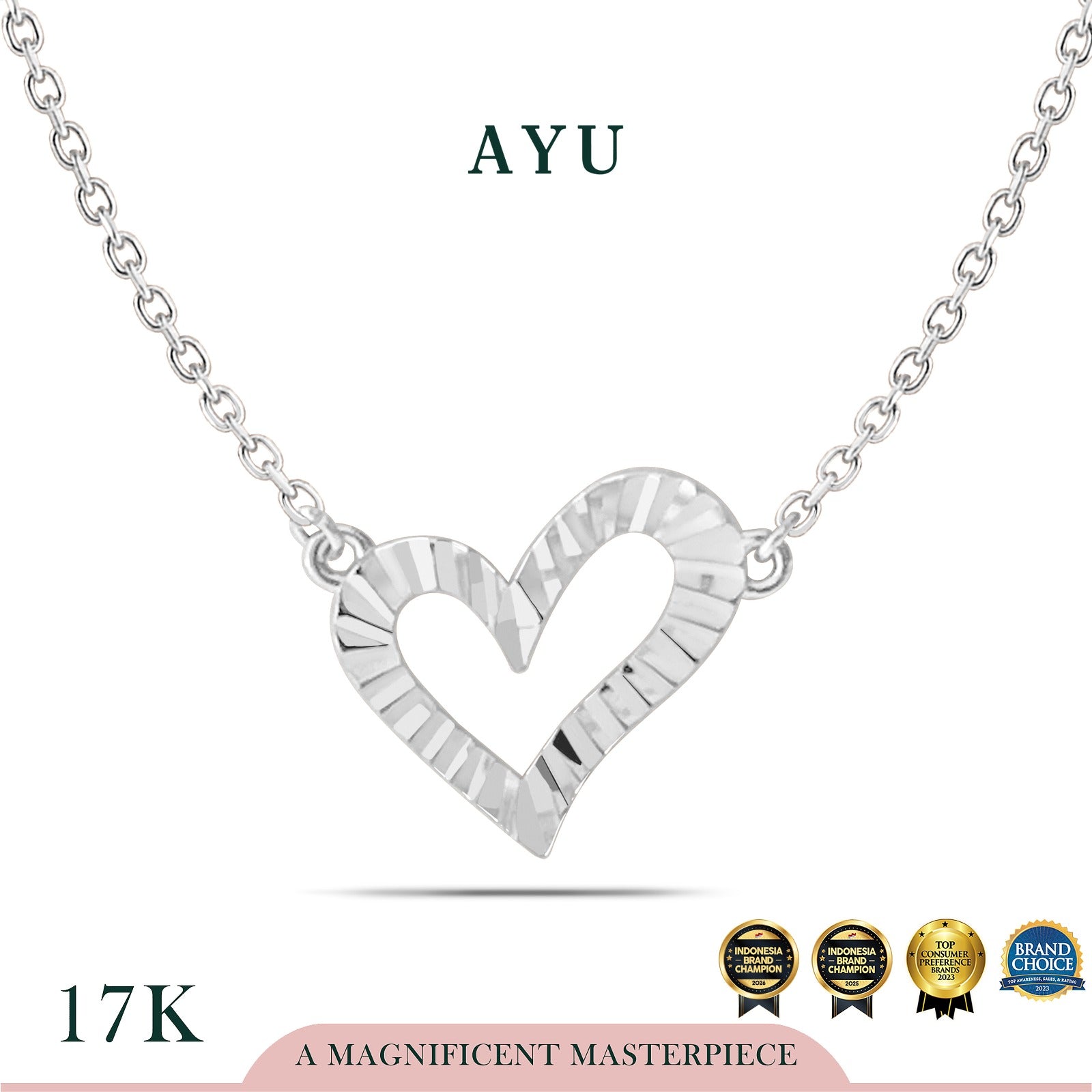 AYU Kalung Emas - Love Spark Necklace 17k White Gold