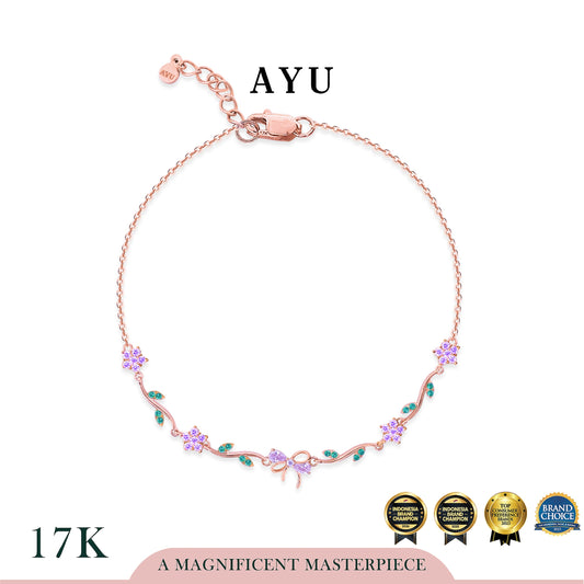 AYU Gelang Emas - Everbloom Ribbon Angel Vine Bracelet 17k Rose Gold