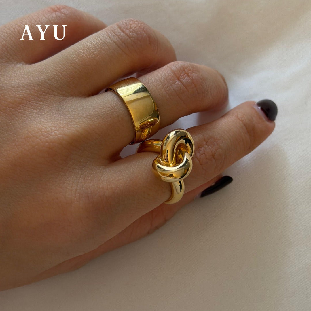 AYU Cincin Emas - Wide Gold Band Ring 16k Yellow Gold