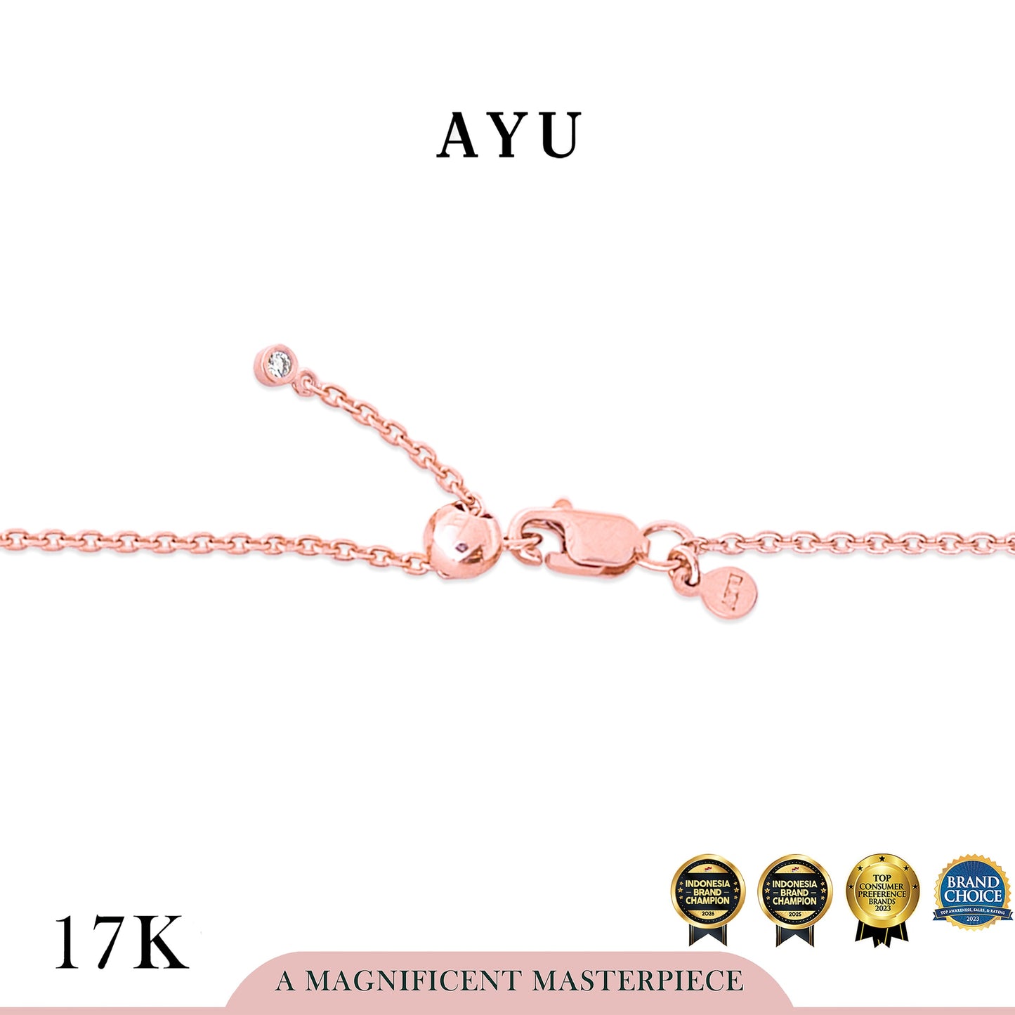 AYU Gelang Emas - Teardrop Halo Angel Vine Everbloom Chain Bracelet 17k Rose Gold