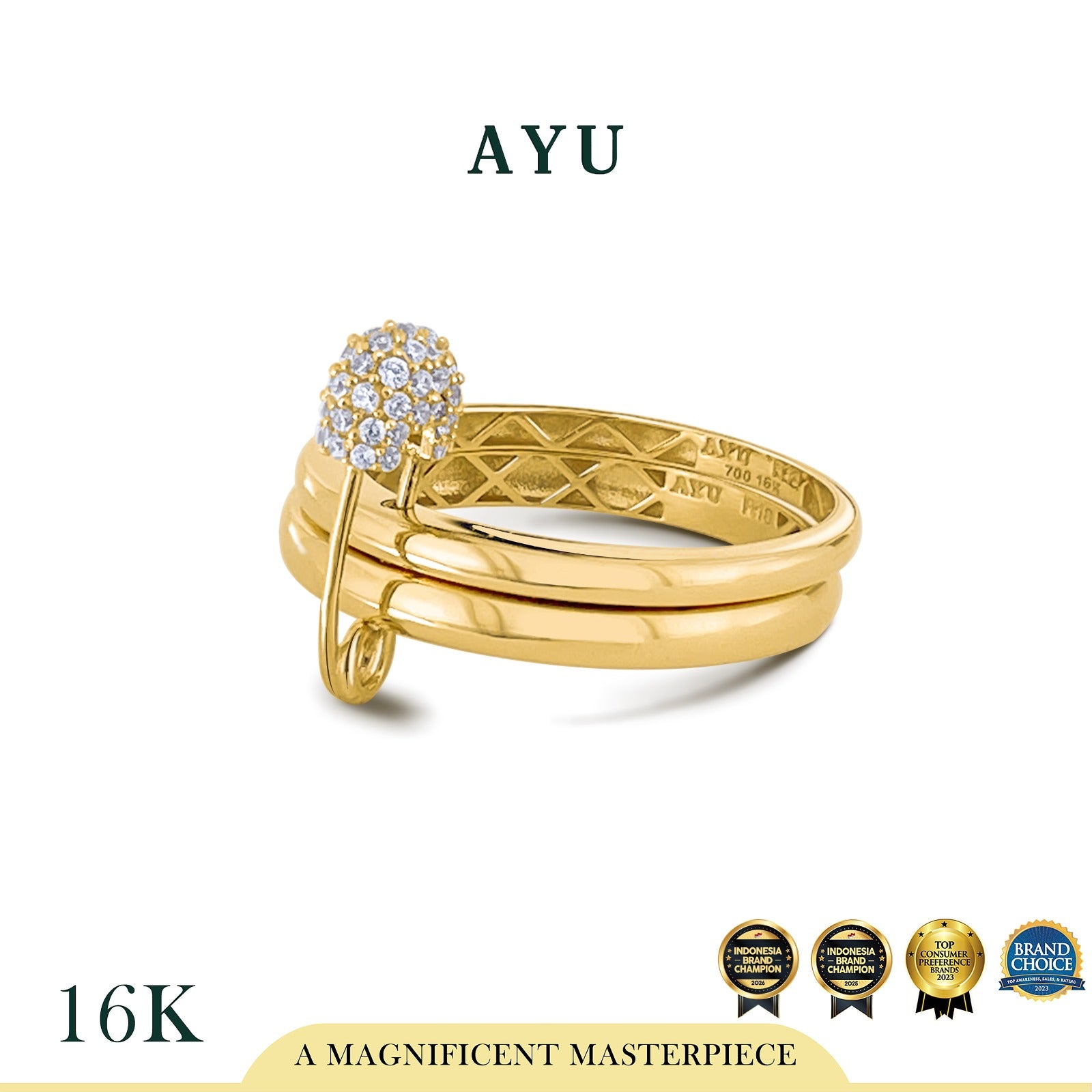AYU Cincin Emas - Double Pin Ring 16k Yellow Gold