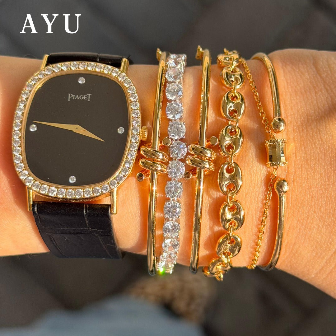 AYU Gelang Emas - Gold Boba Open Wire Bangle 17k White Gold