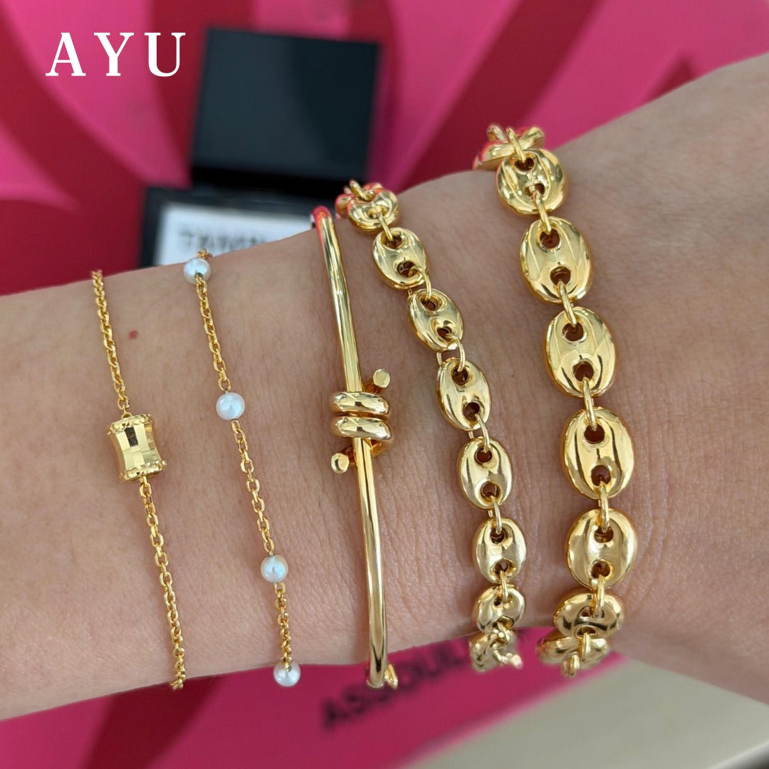 AYU Gelang Emas - Pearl Chain Bracelet 17K Rose Gold