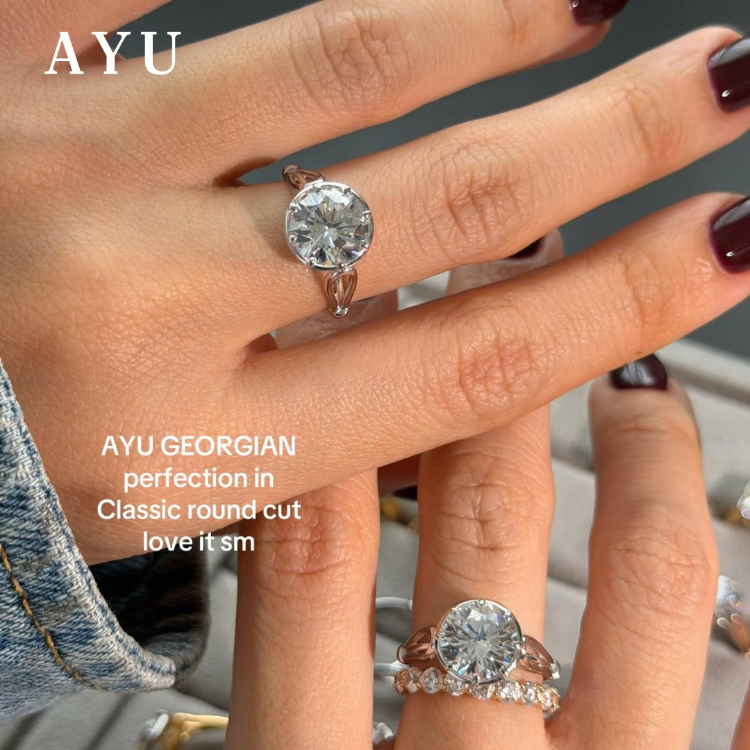 The AYU Georgian Setting In Round Solitaire 17k White Gold