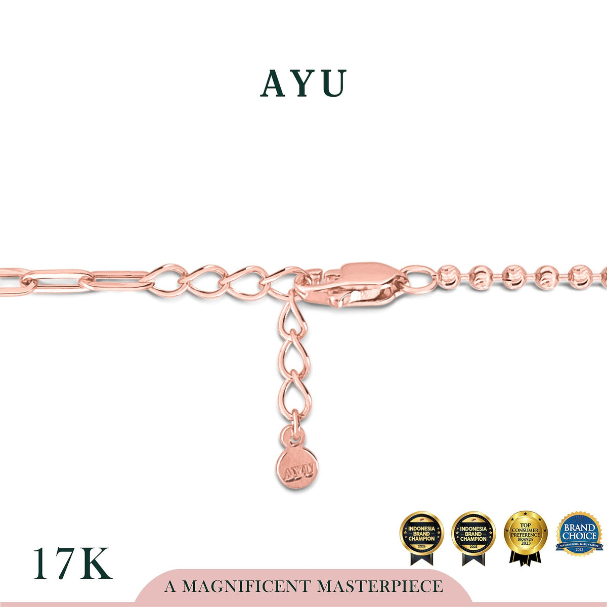 AYU Gelang Emas - Oval Halo Undecided Bracelet 17k Rose Gold