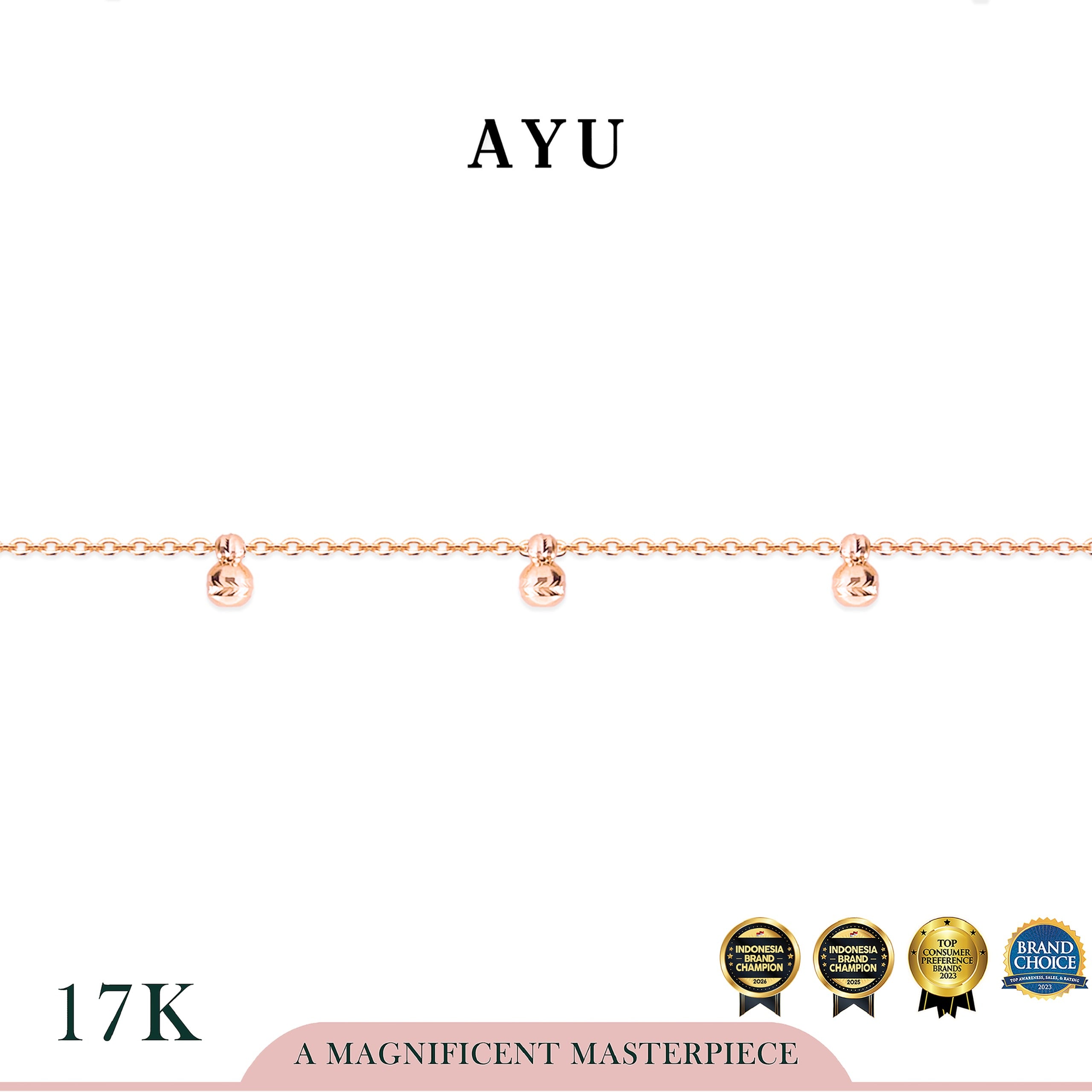 AYU Gelang Emas - Dangling Bling Boba Bracelet 17k Rose Gold
