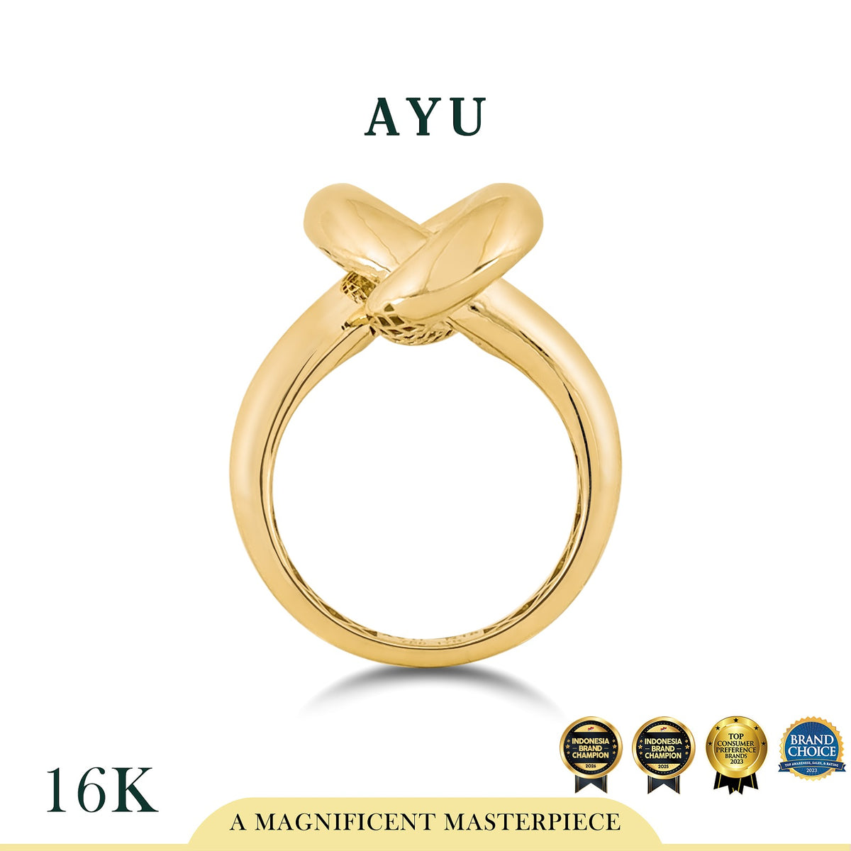 AYU Cincin Emas - Large Forget Me Knot Ring 16k Yellow Gold