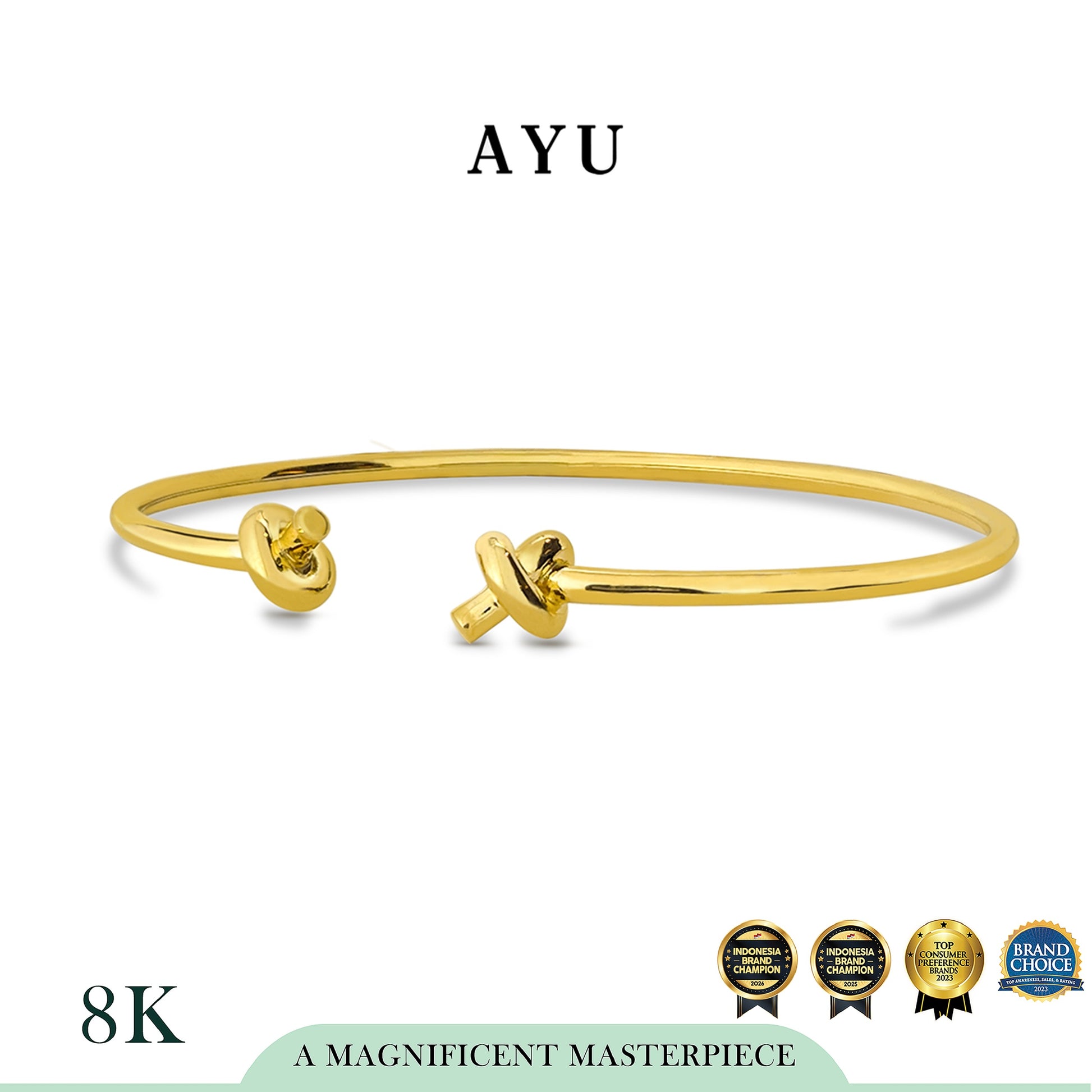 AYU Gelang Emas - Forget Me Knot Open Wire Bangle 8k Yellow Gold