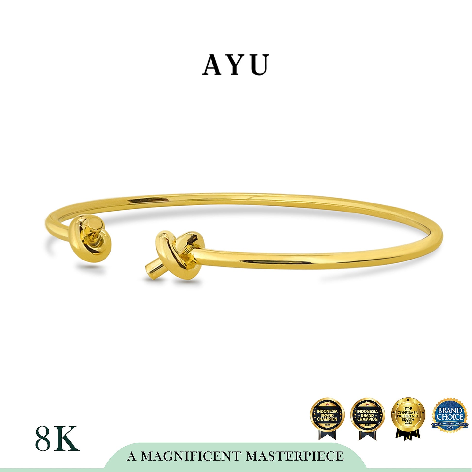 AYU Gelang Emas - Forget Me Knot Open Wire Bangle 8k Yellow Gold