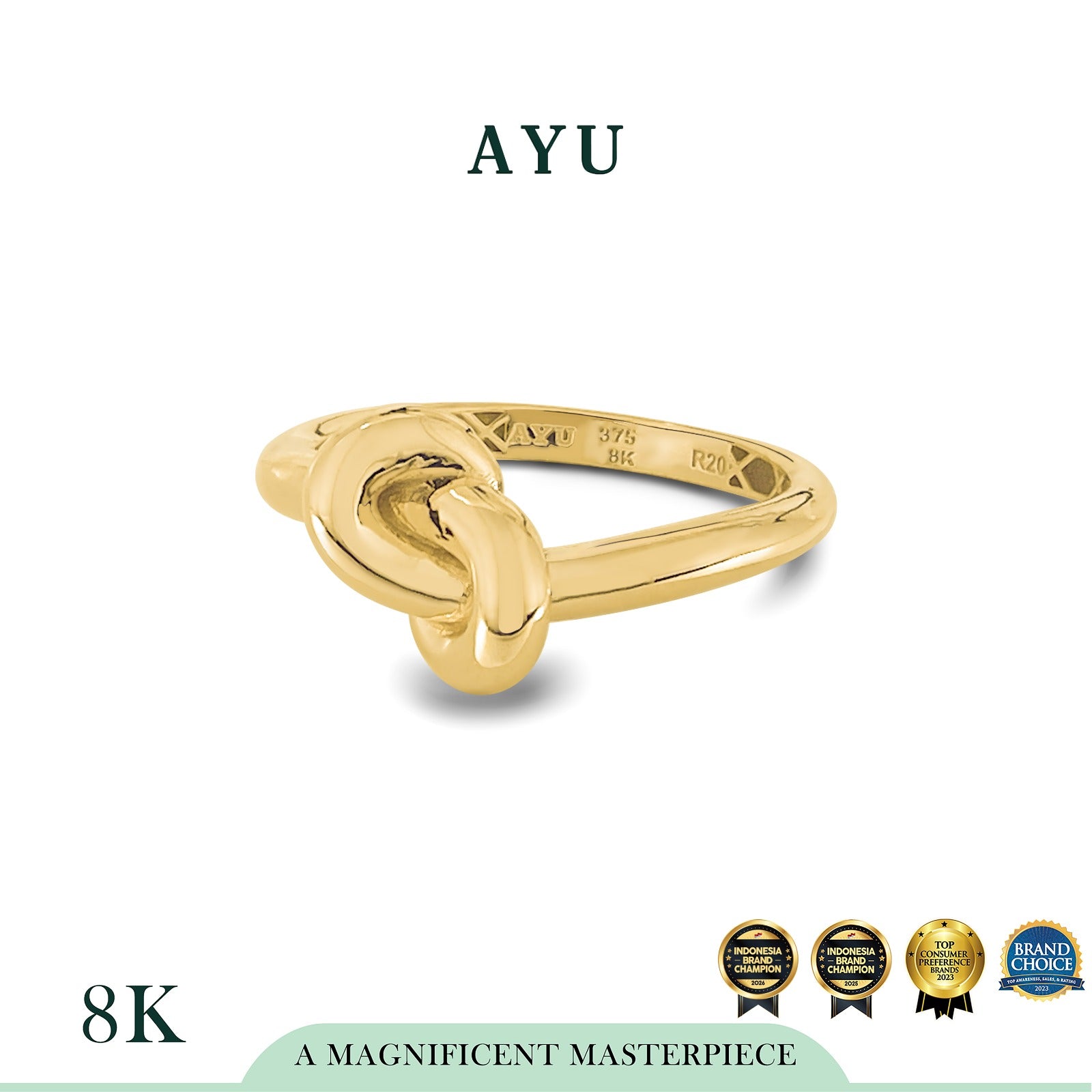 AYU Cincin Emas - Gold Medium Forget Me Knot Ring 8k Yellow Gold