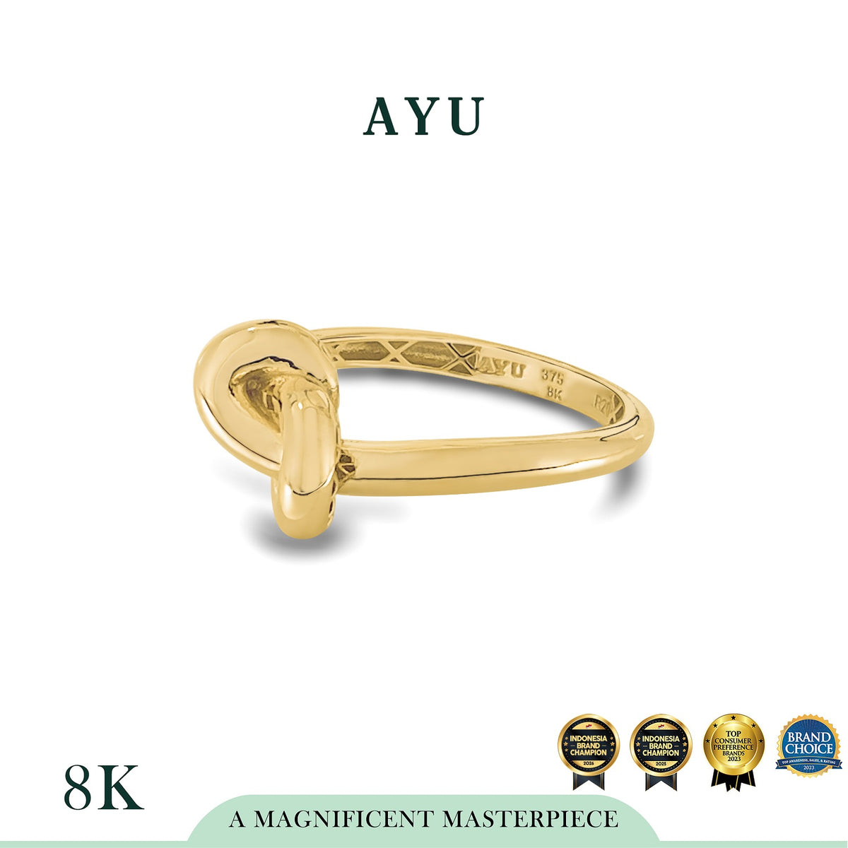 AYU Cincin Emas - Gold Medium Forget Me Knot Ring 8k Yellow Gold