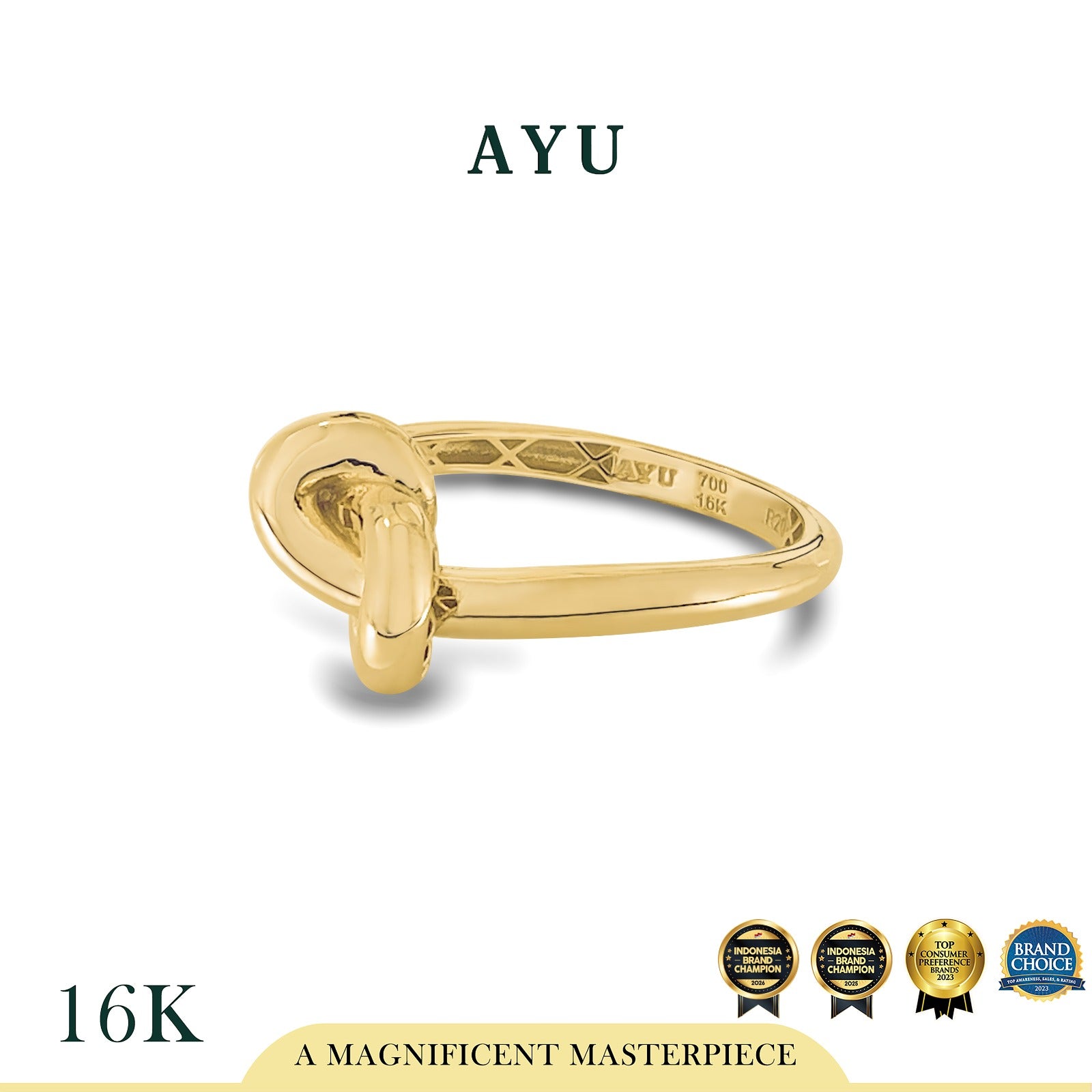 AYU Cincin Emas - Gold Medium Forget Me Knot Ring 16k Yellow Gold