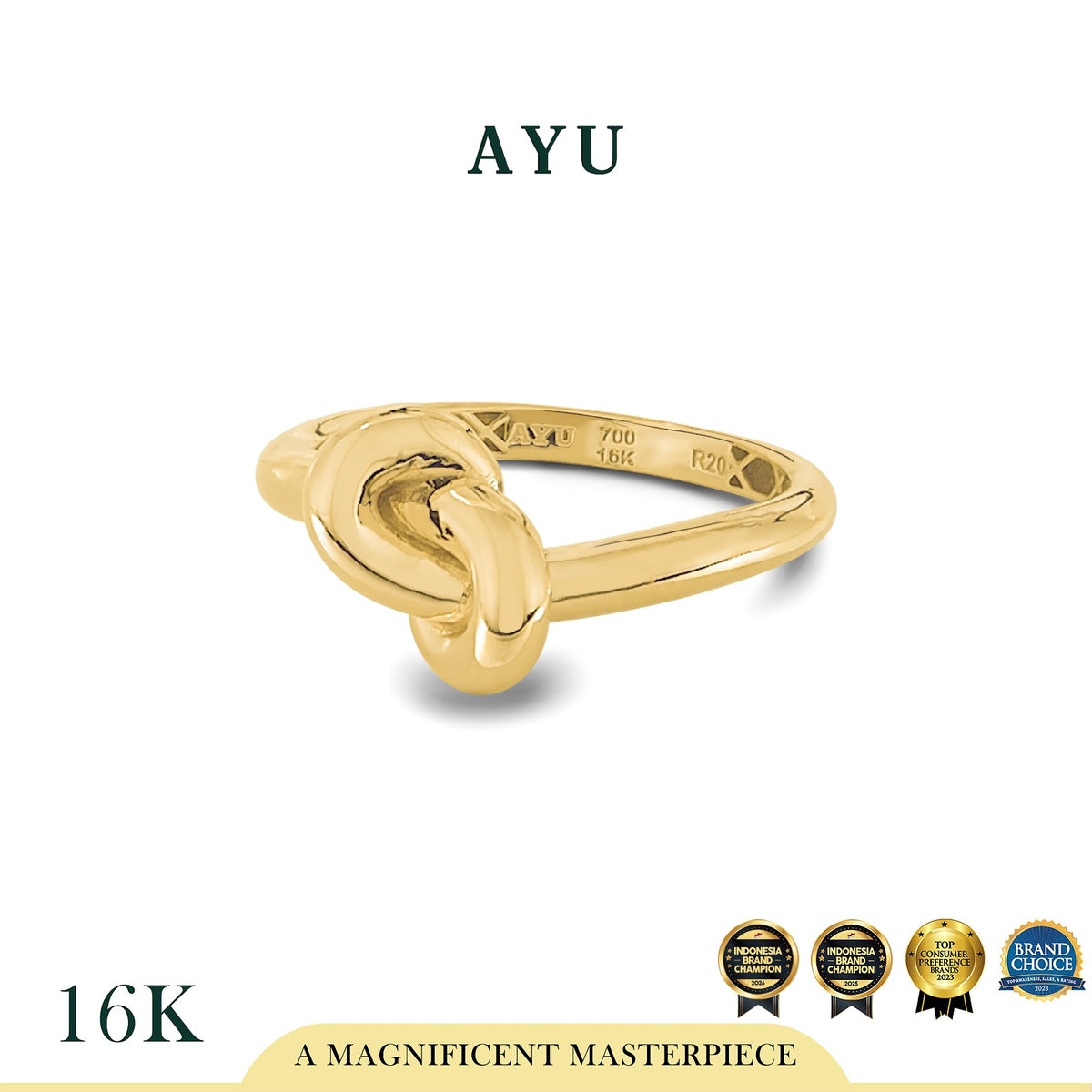AYU Cincin Emas - Gold Medium Forget Me Knot Ring 16k Yellow Gold