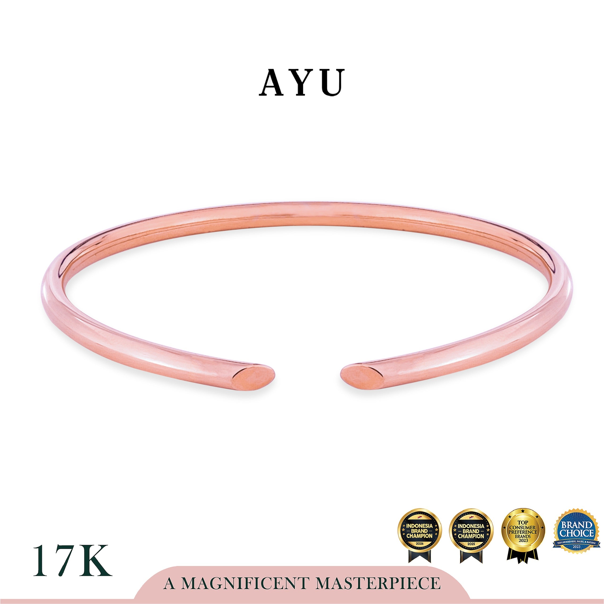 AYU Gelang Emas - Gold Edge Wire Bangle 17k Rose Gold