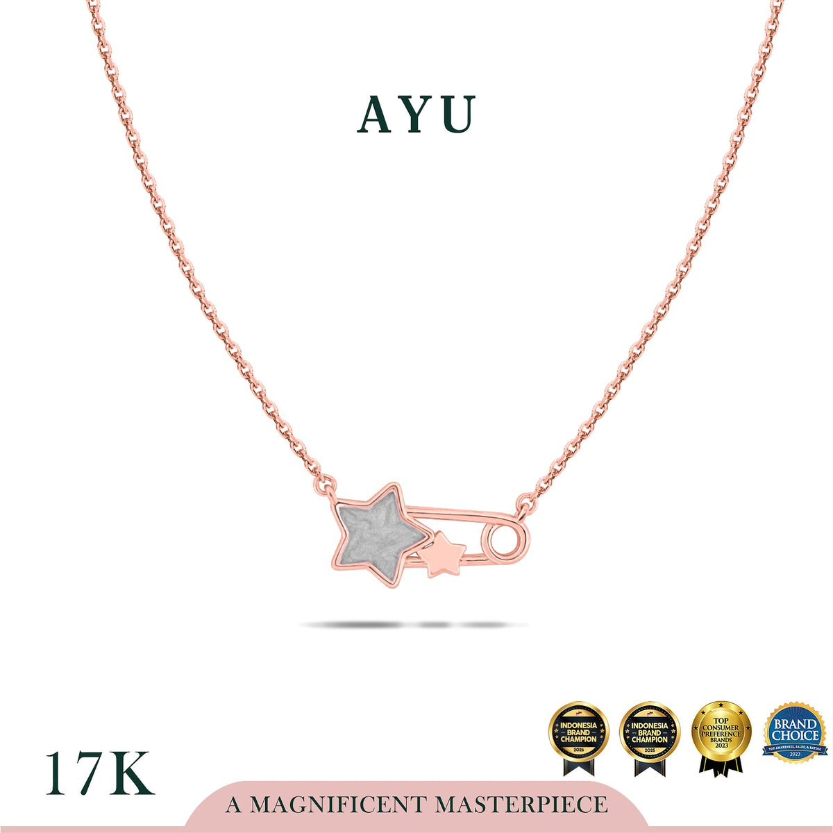 AYU Kalung Emas - Star Pin Necklace 17k Rose Gold
