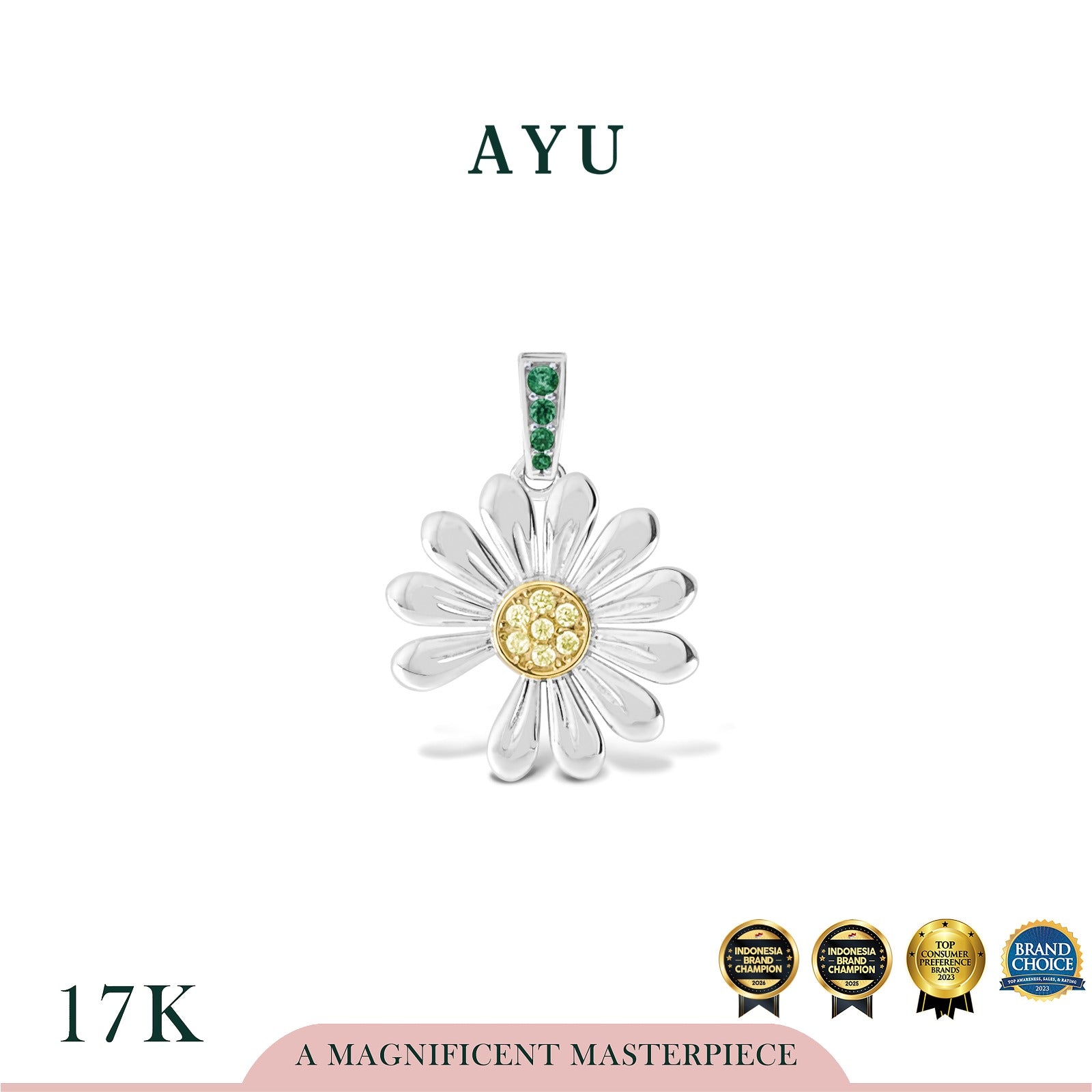 AYU Liontin Emas - Golden G Daisy Pendant 17k White Gold