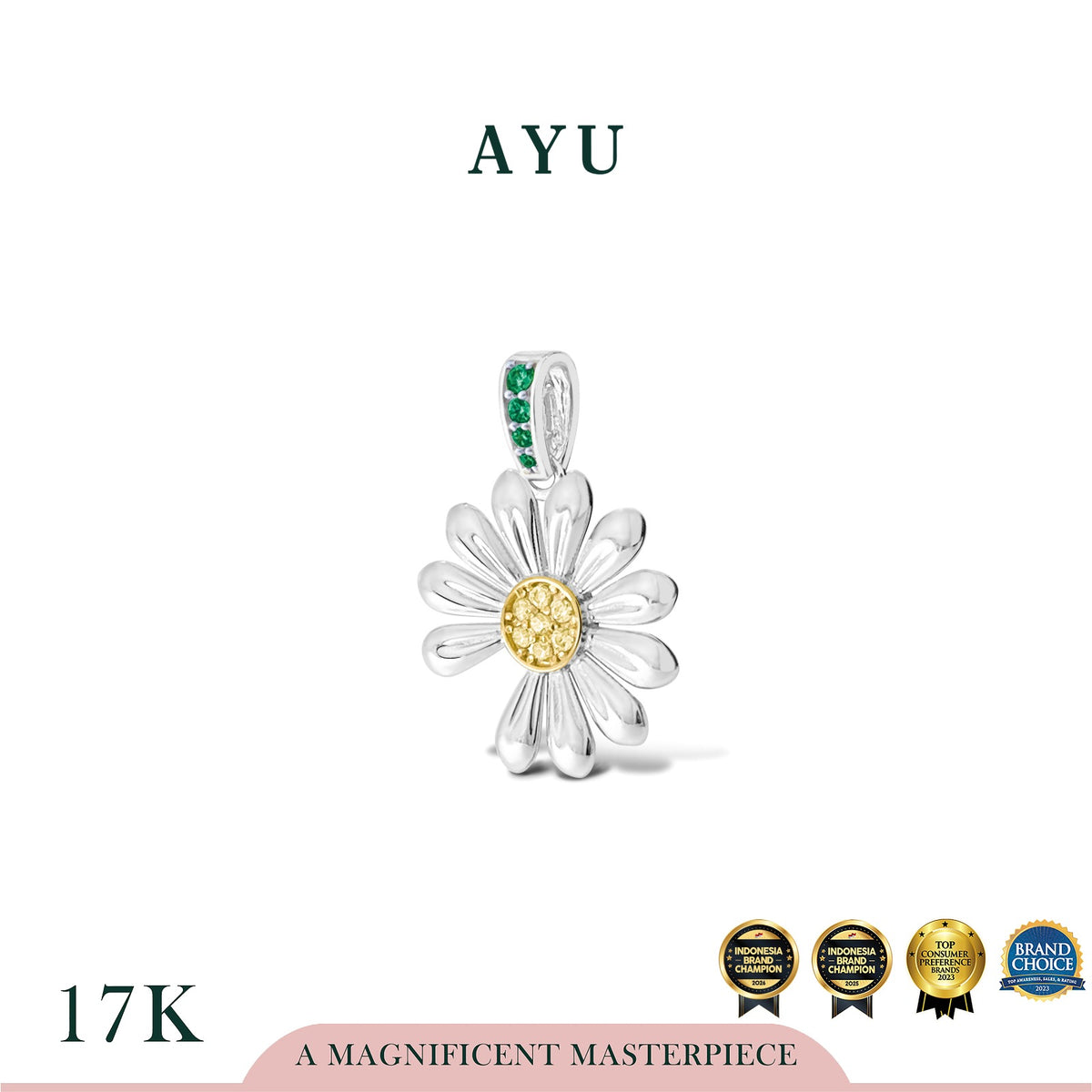 AYU Liontin Emas - Golden G Daisy Pendant 17k White Gold