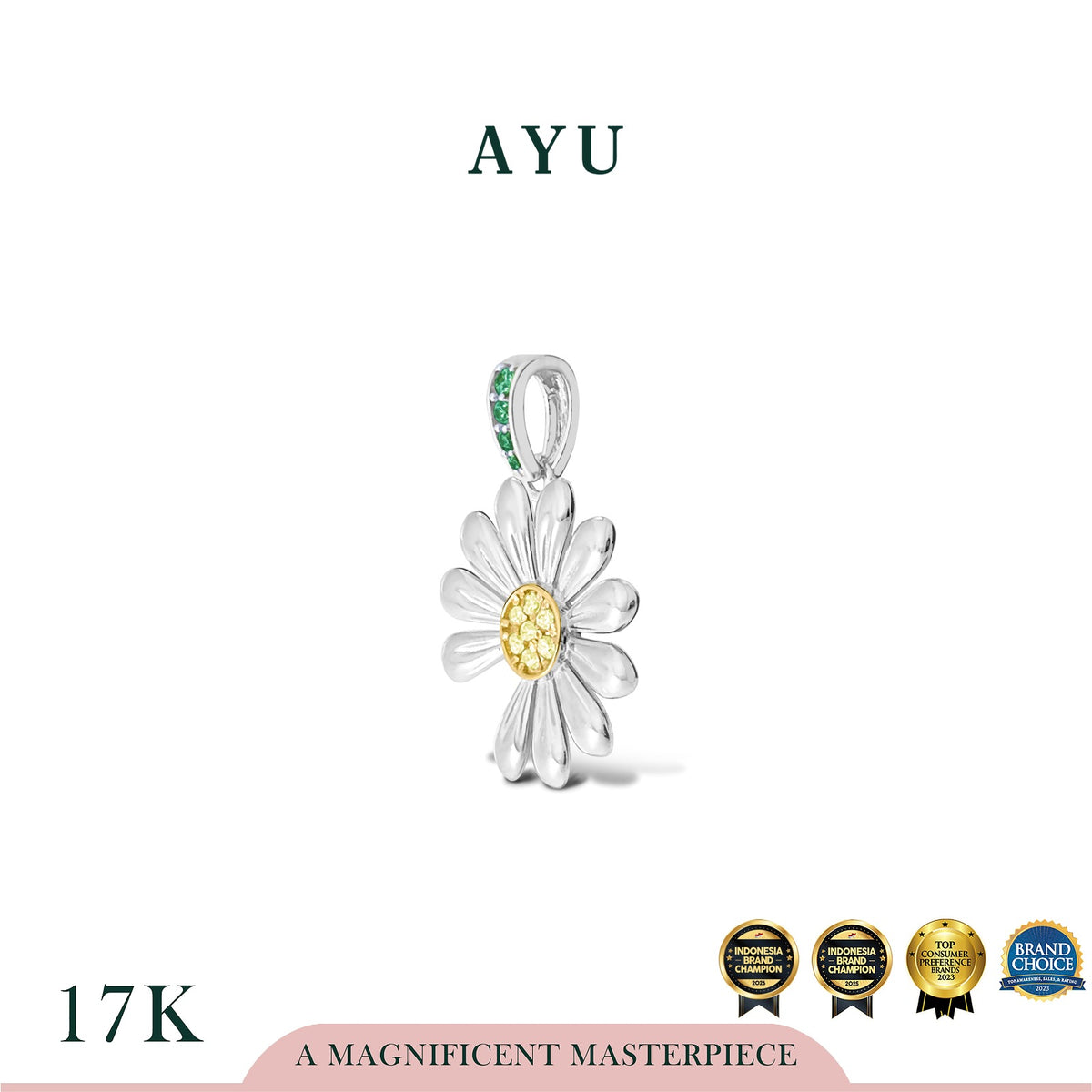AYU Liontin Emas - Golden G Daisy Pendant 17k White Gold