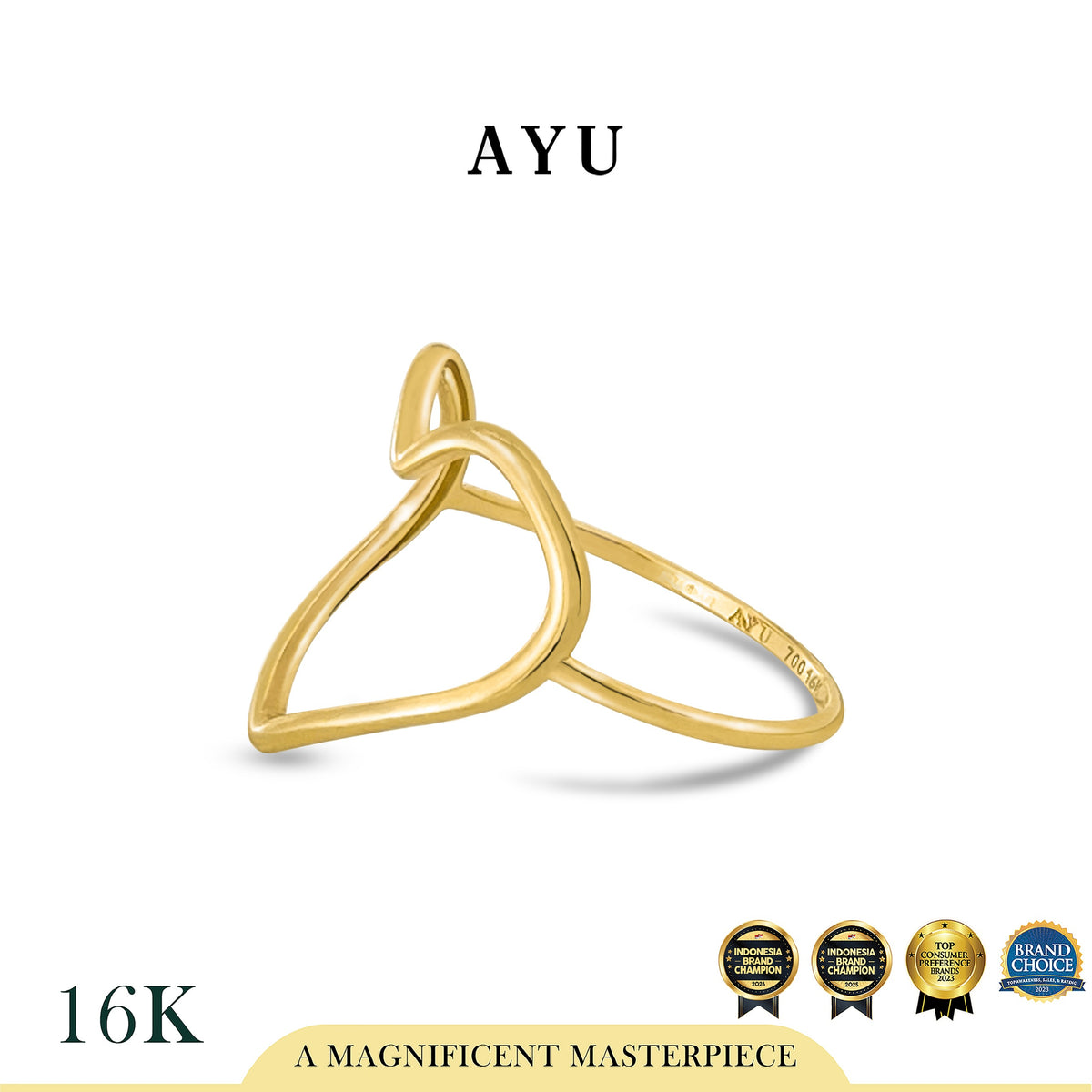 AYU Cincin Emas - Biggie Open Heart Ring 16k Yellow Gold