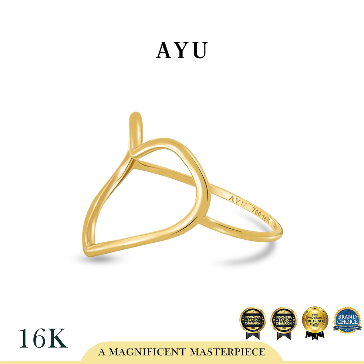AYU Cincin Emas - Biggie Open Heart Ring 16k Yellow Gold