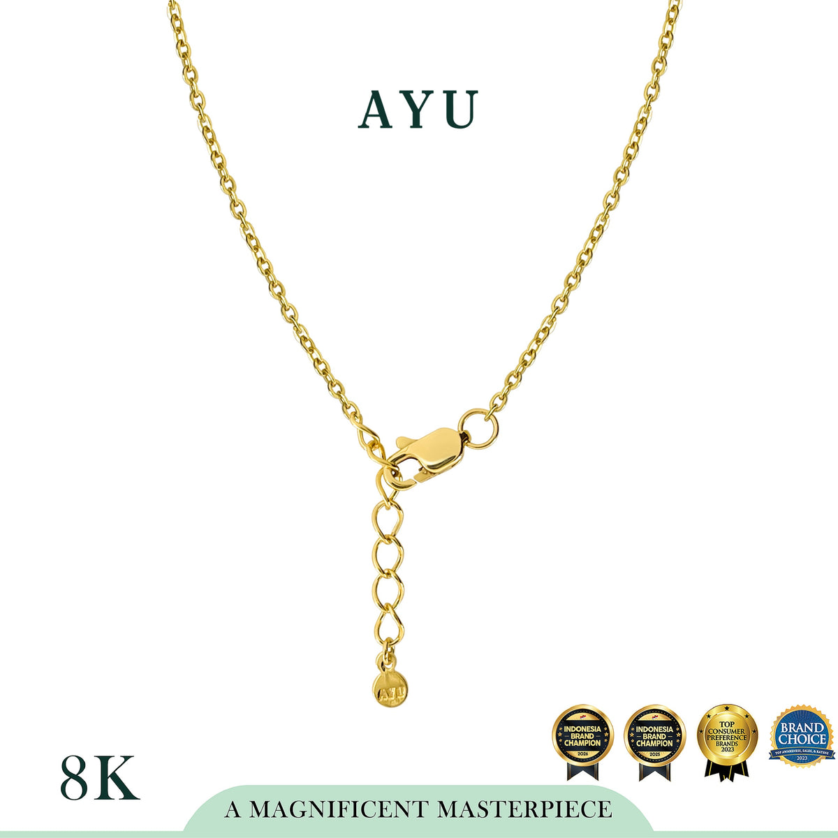 AYU Kalung Emas - Butterfly Glaze Boba Necklace 8k Yellow Gold