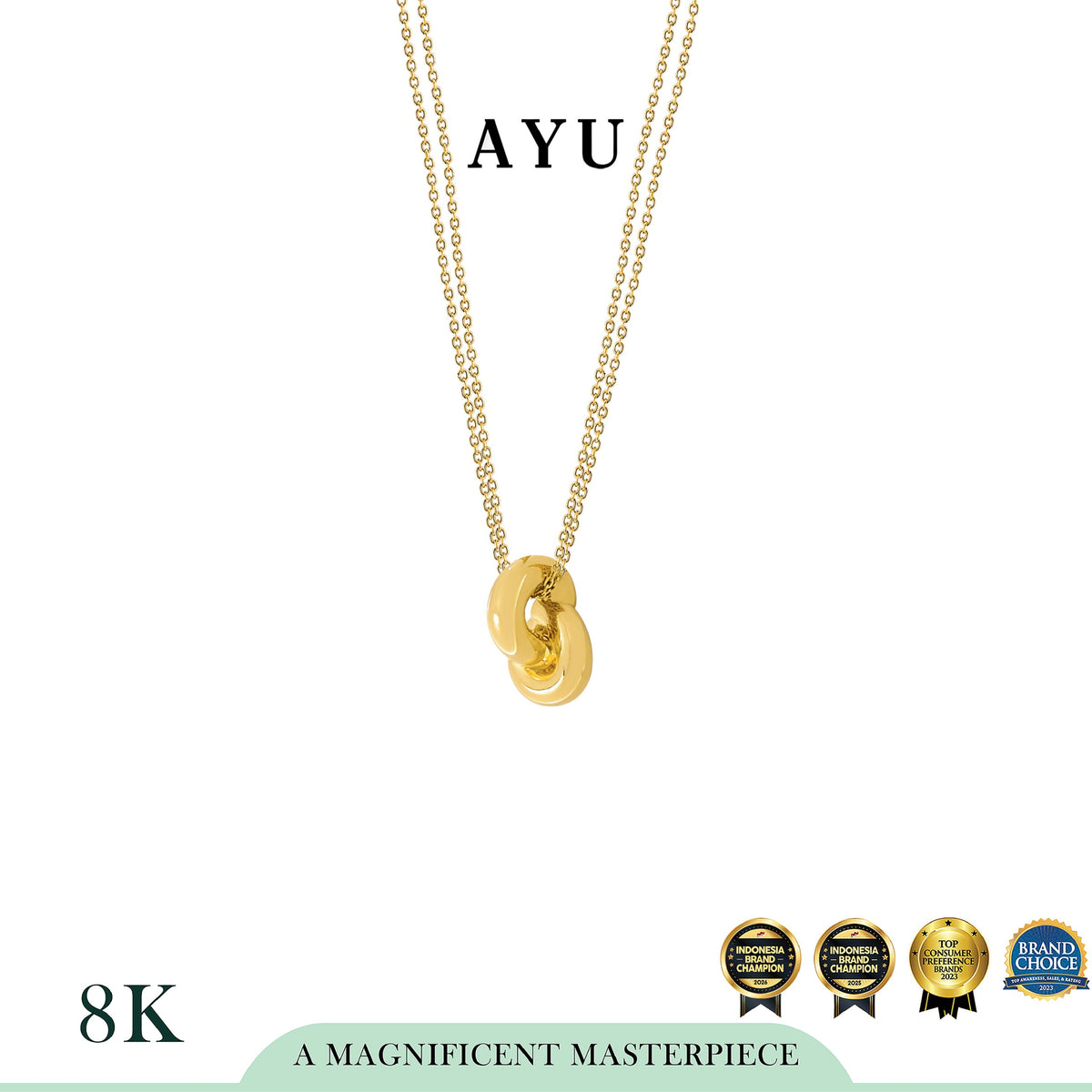 AYU Kalung Emas - Medium Forget Me Knot Necklace 8k Yellow Gold