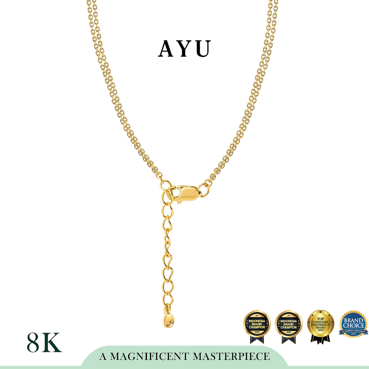 AYU Kalung Emas - Medium Forget Me Knot Necklace 8k Yellow Gold