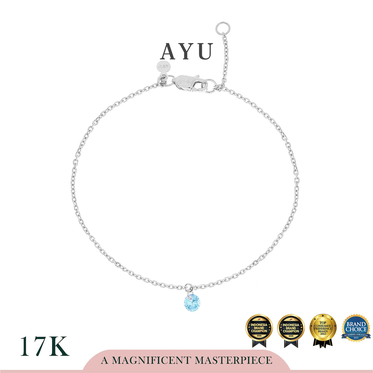AYU Gelang Emas Korea - Candy pop Chain Bracelet 17K White Gold