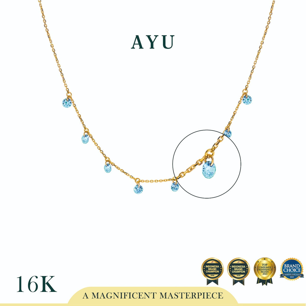 AYU Kalung Emas Korea - 8 Candy Pop Chain Necklace 16K Yellow Gold