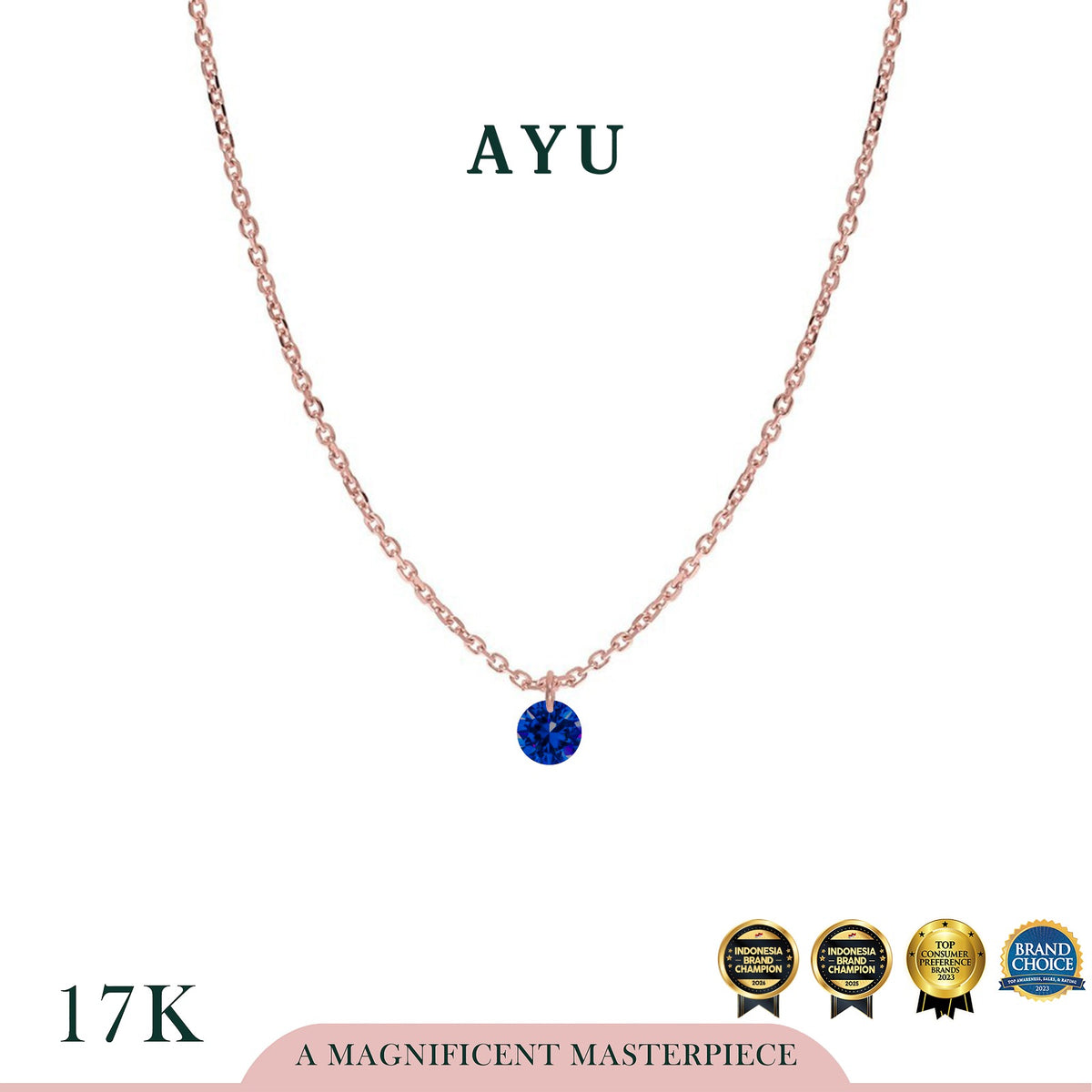 AYU Kalung Emas Korea - Candy Pop Chain Necklace 17K Rose Gold
