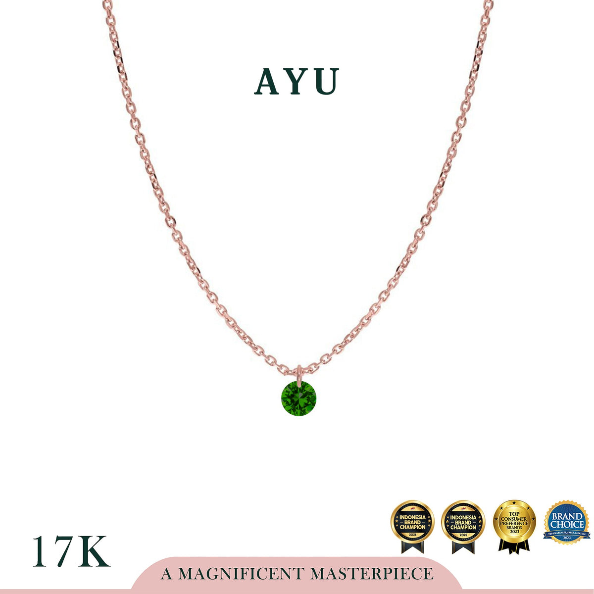 AYU Kalung Emas Korea - Candy Pop Chain Necklace 17K Rose Gold