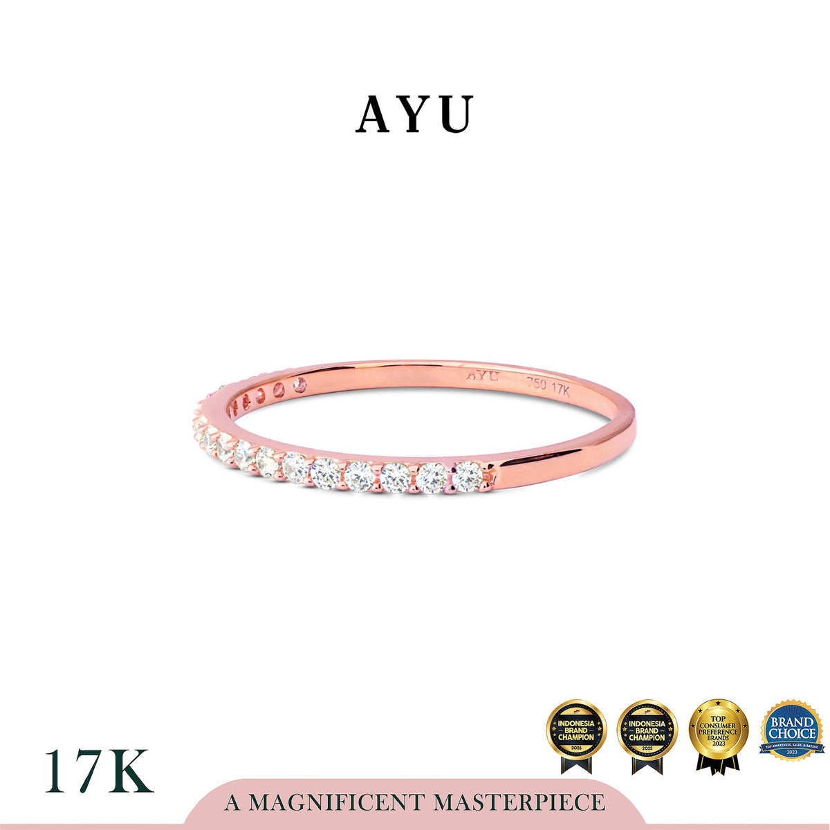AYU Cincin Emas - The Original AYU Stack 17K Rose Gold