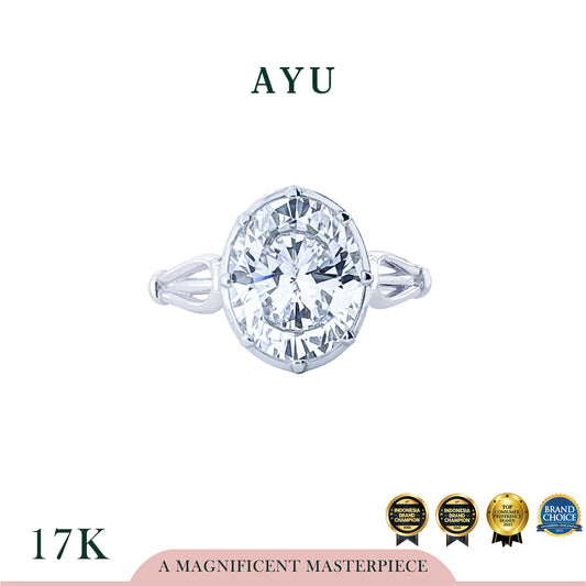 The AYU Georgian Setting In Oval Solitaire 17k White Gold