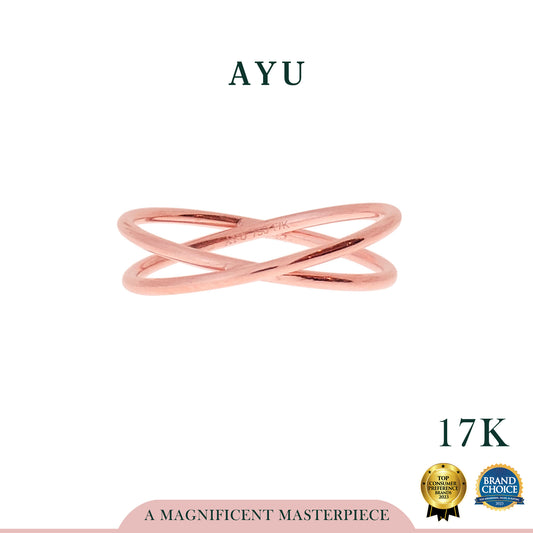 AYU Cincin Emas-X Thin Ring 17k Rose Gold