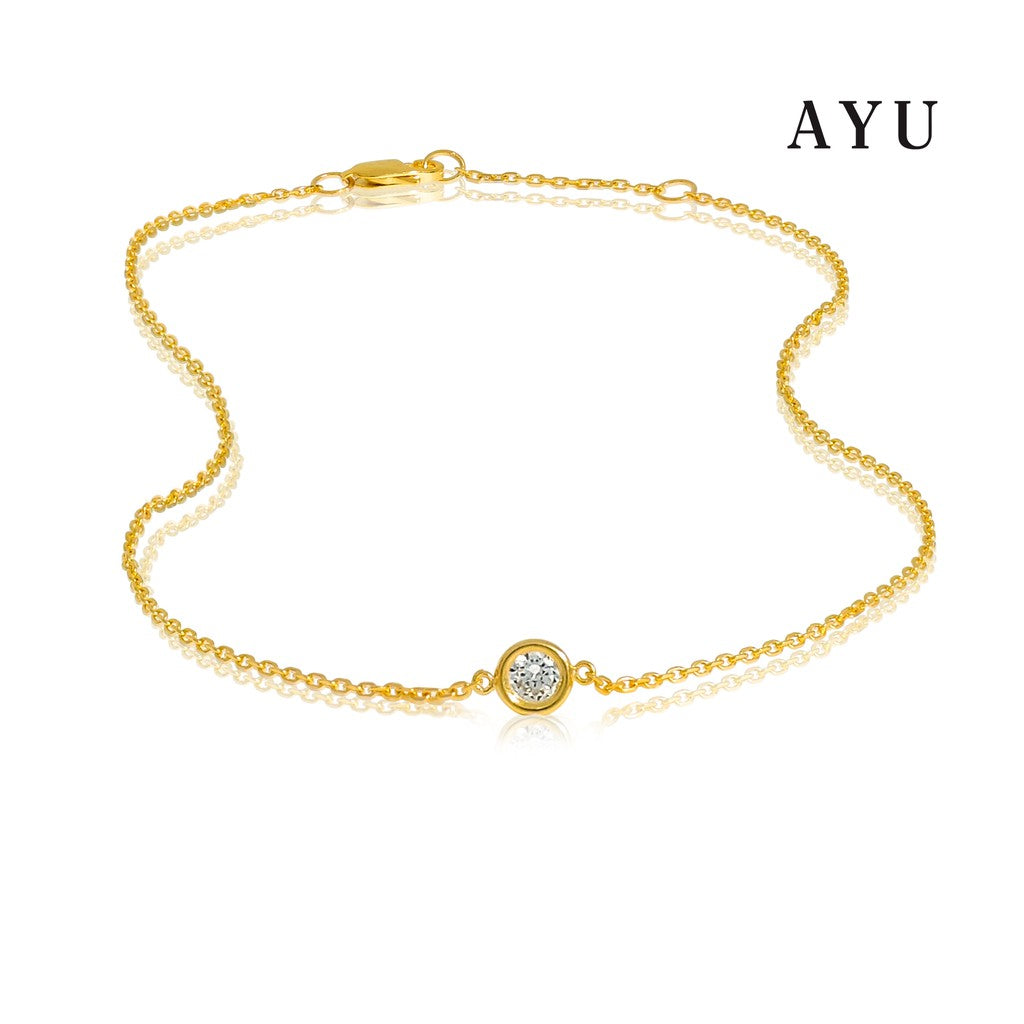 AYU Kalung Emas - Bezel Chain Necklace 16K Yellow Gold