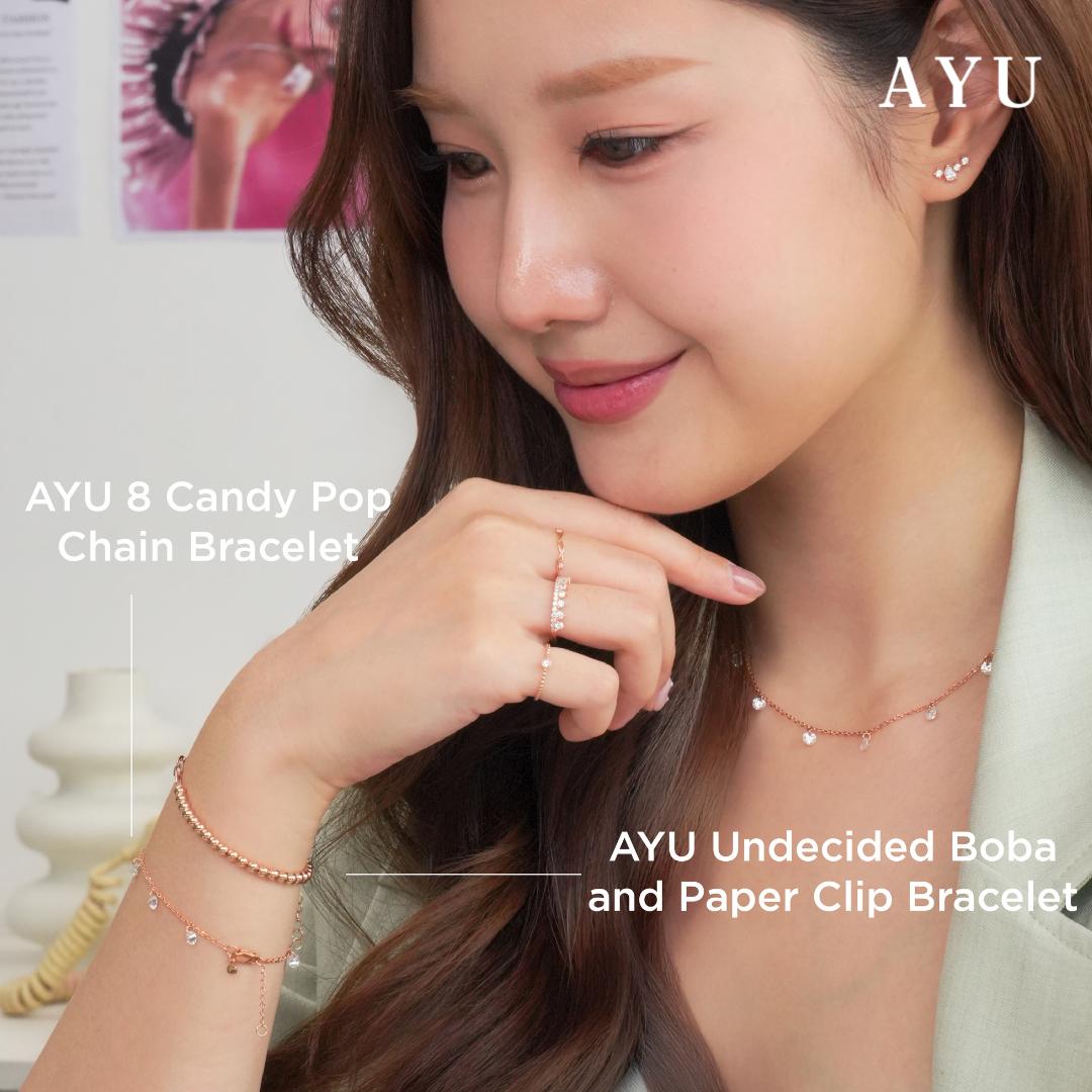 AYU Gelang Emas Korea - 8 Candy Pop Chain Bracelet 17k White Gold