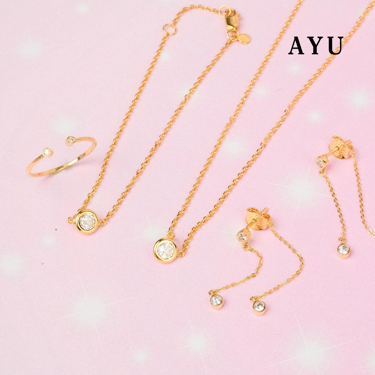 AYU Gelang Emas Korea - Bezel Chain Bracelet 16K Yellow Gold